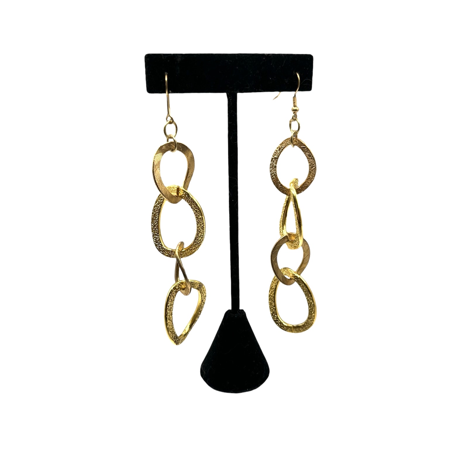 Gold Tone Dangle Chain Link Earrings Light Weight Pierced 14$
